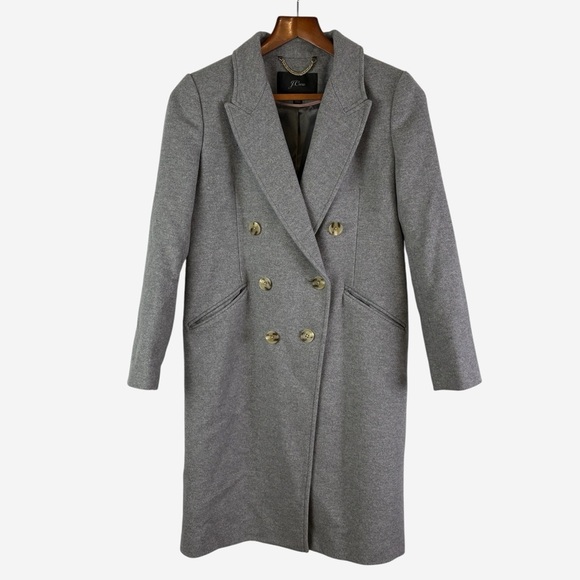 J Crew Wool Cashmere Double-Breasted Coat Gray 2P - Picture 3 of 14